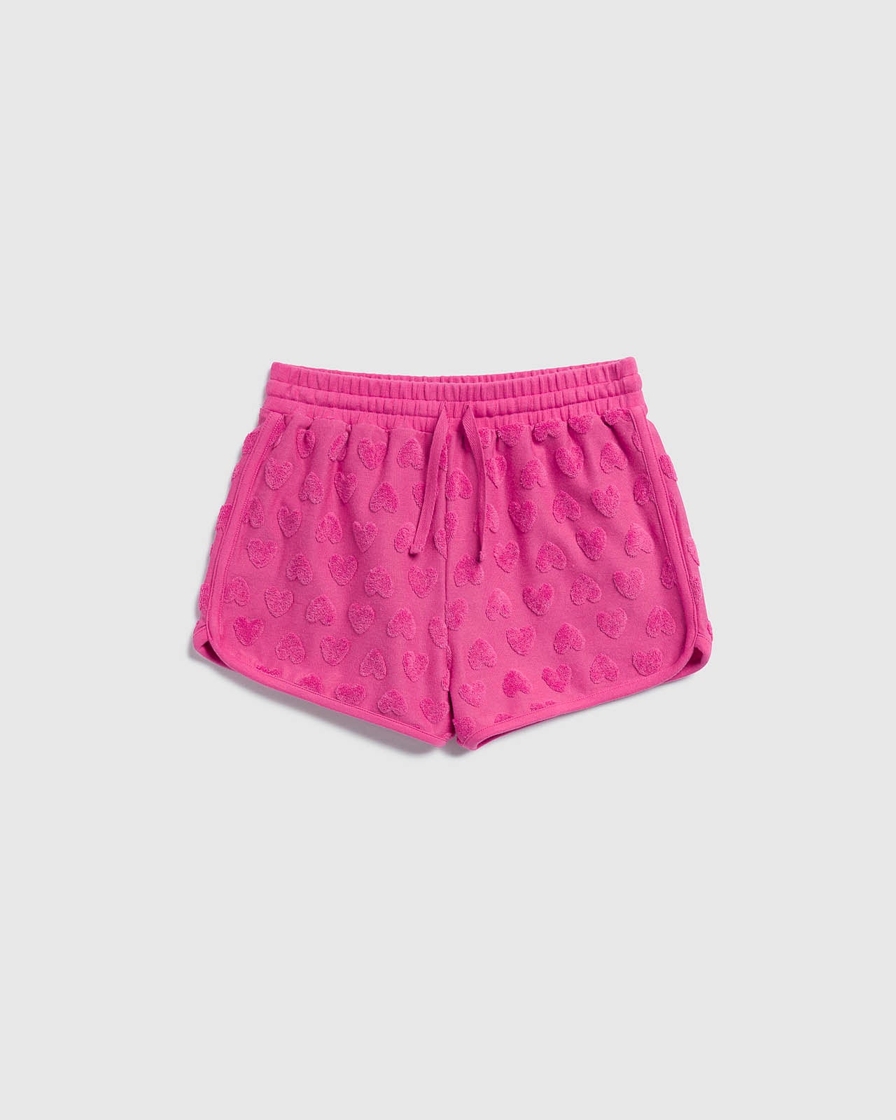 Girls Loopy Terry Heart Short - Hibiscus