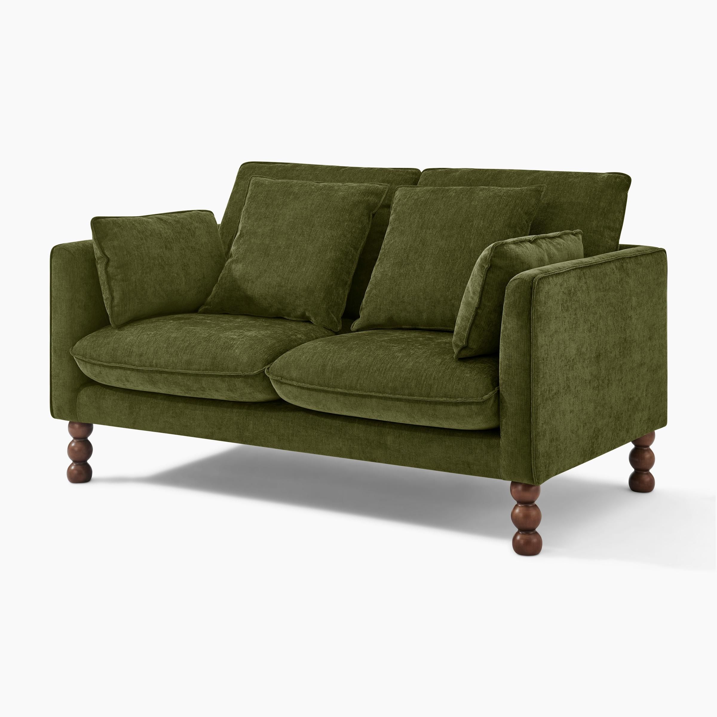 Furnitureboxuk Monroe Chenille Fabric 2 Seater Sofa In Green