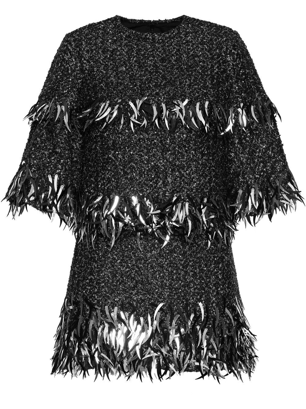 Metallic-effect fringe T-shirt dress - Black