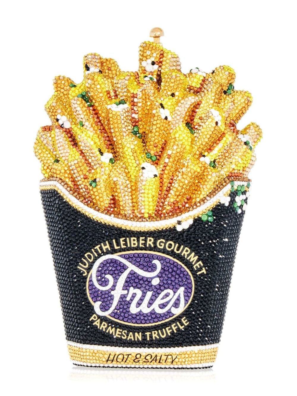 Truffle Fries crystal-embellished gold-tone clutch