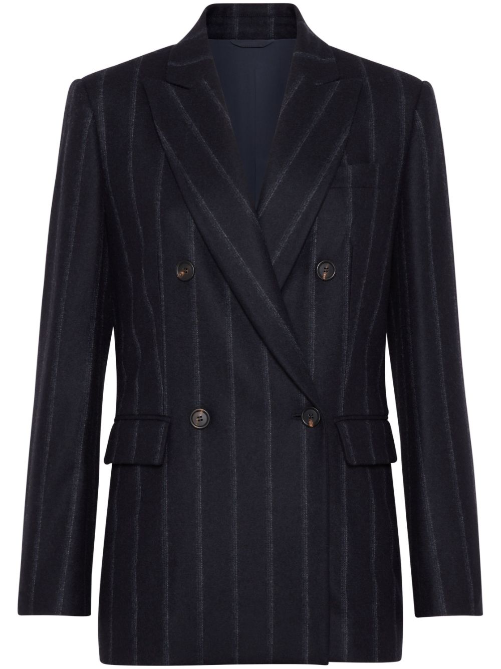 Double-breasted pinstriped blazer - Blue