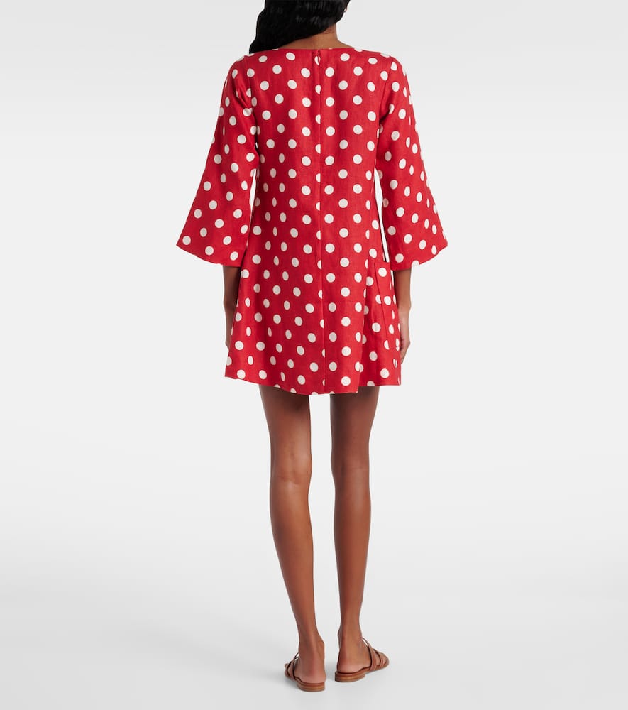 Nina polka-dot linen minidress