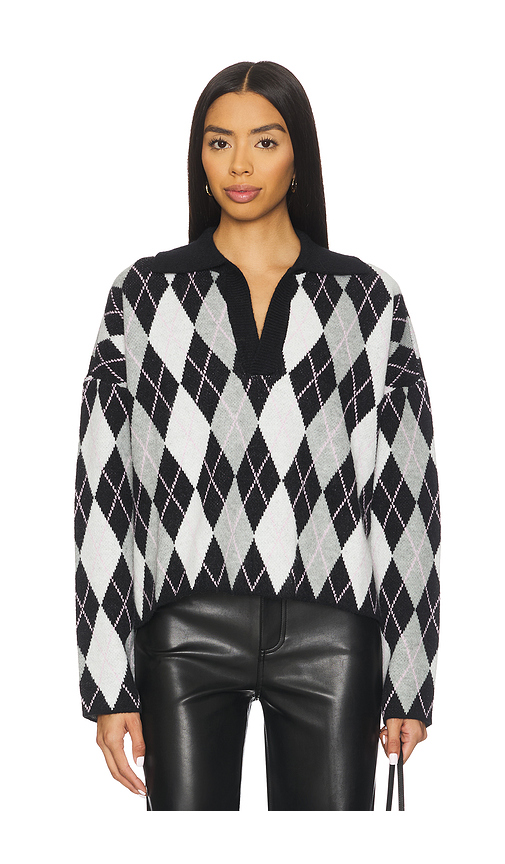 ALL THE WAYS Sara Argyle Sweater in Black Multi. S also in L