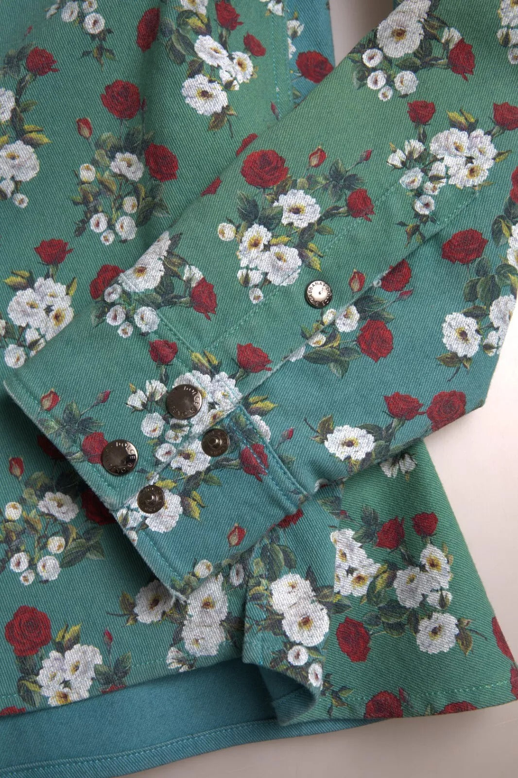 Floral Cotton Denim Shirt — Green