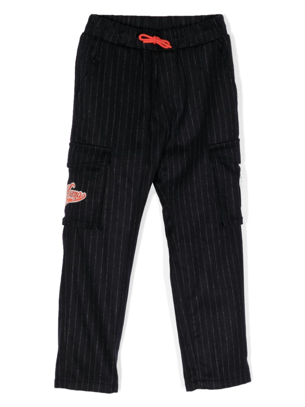 Tod logo-patch pinstripe-pattern trousers - Black