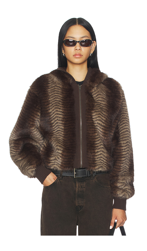 Jaded London Bear Faux Fur Jacket in Brown. L. Also in XS, S