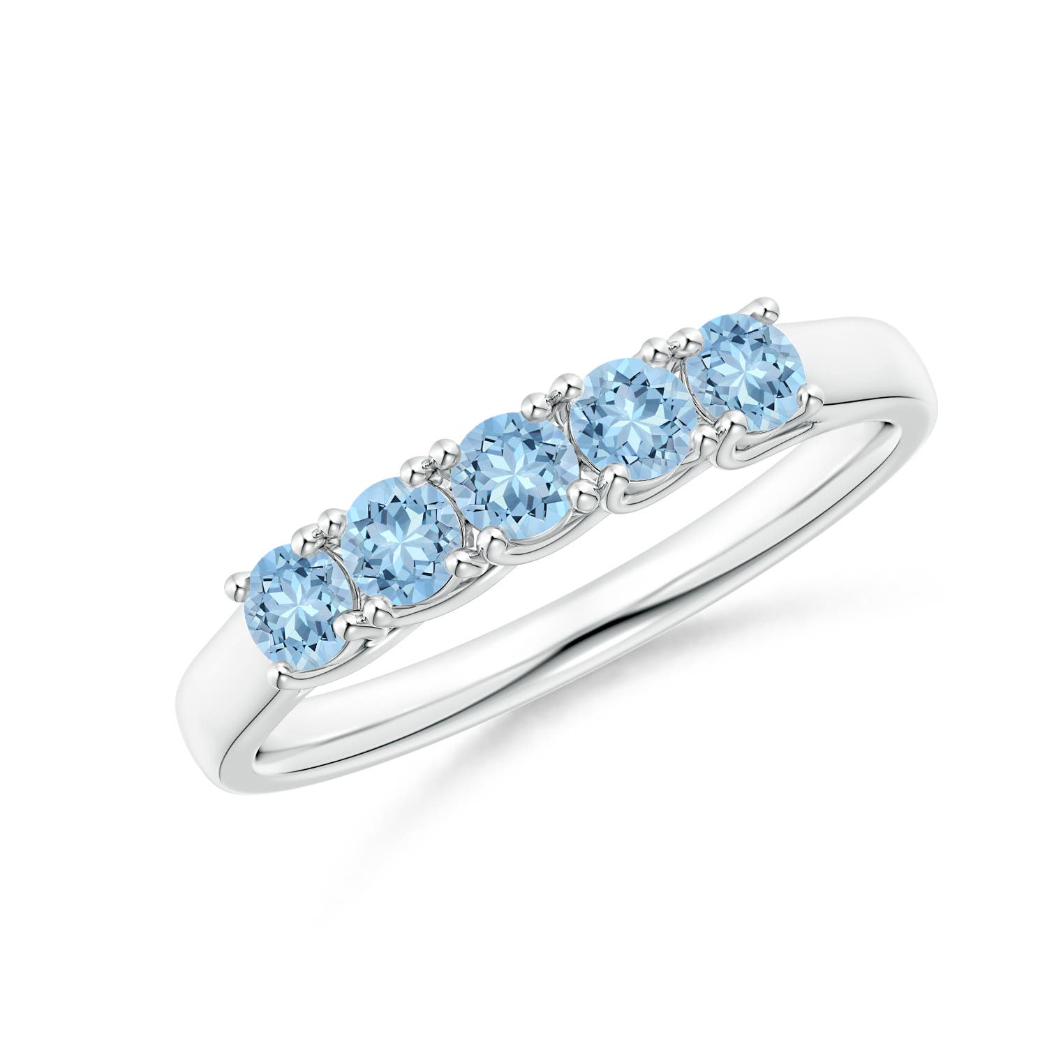 Angara 0.4 Carat Half Eternity Five Stone Aquamarine Wedding Ring in Platinum