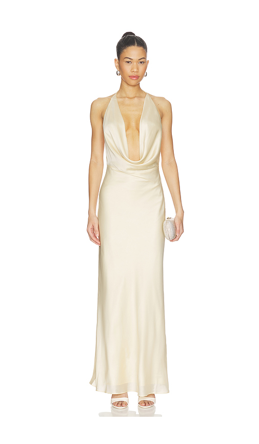 ROTATE Chiffon Halter Dress in Yellow. 32. Also , 36