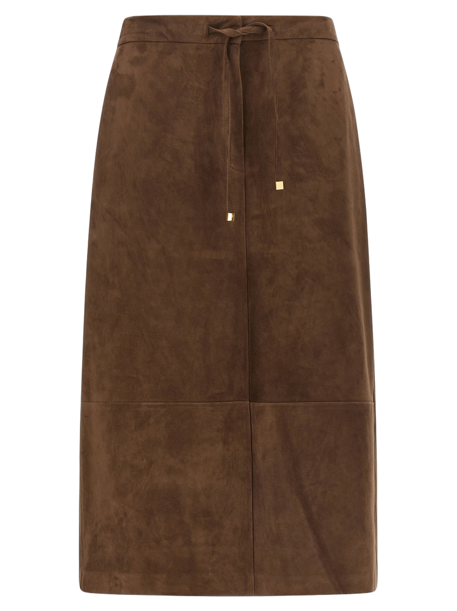 Lamb Leather Midi Skirt — Brown