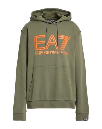 Man Sweatshirt Military green Size 4XL Cotton