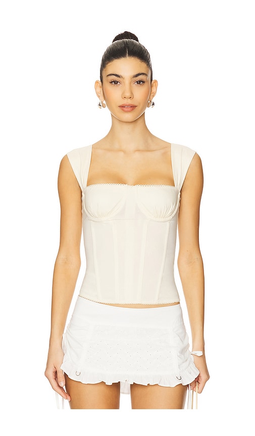 WeWoreWhat Ruched Cup Corset in Beige.  6. Also in 0, 00