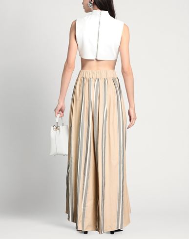 Co. go Woman Maxi skirt Beige Size 6 Polyester, Cotton