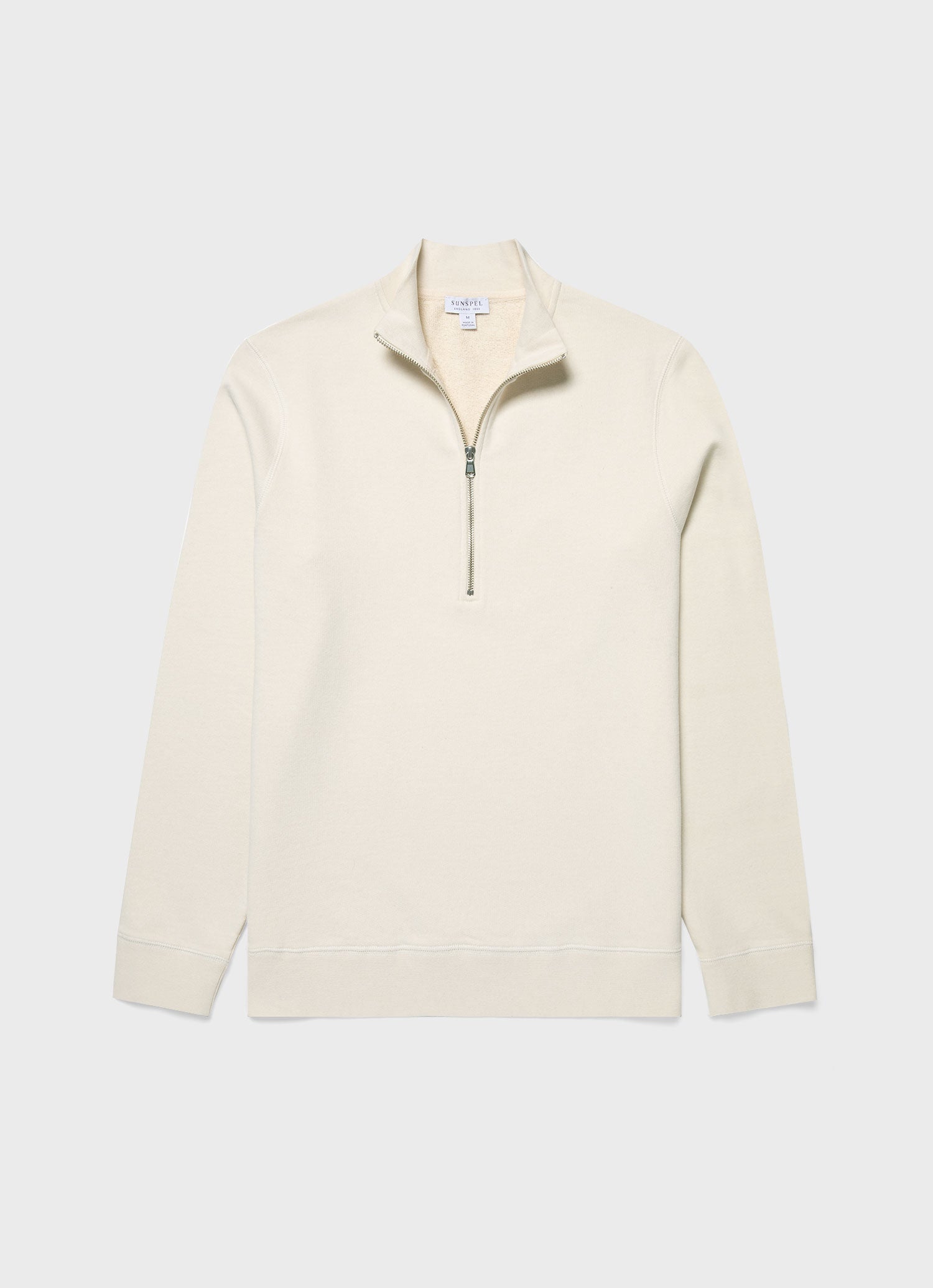 Men's Half Zip Loopback Sweatshirt in Undyed Exceptionally Soft Loopback Fabric 100% Cotton Relaxed Fit Casual Sweatshirt