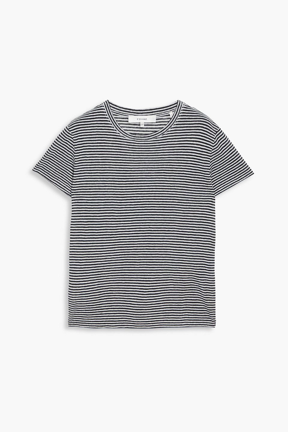 Striped linen-jersey T-shirt - Black - XS