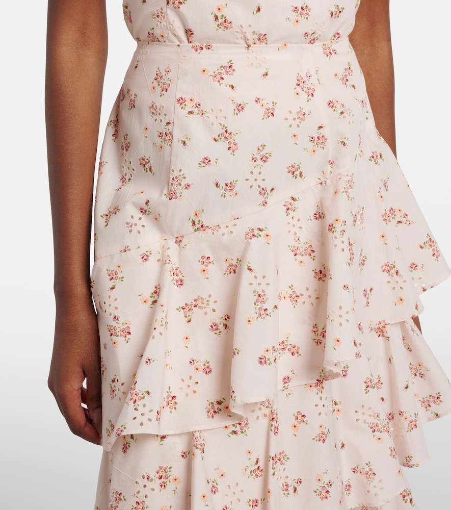 Laura floral tiered cotton midi skirt