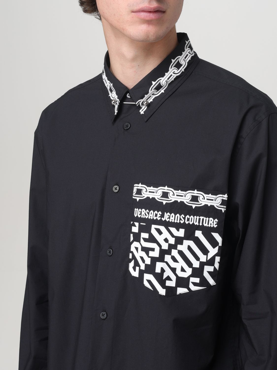 Logo-print cotton shirt - Black