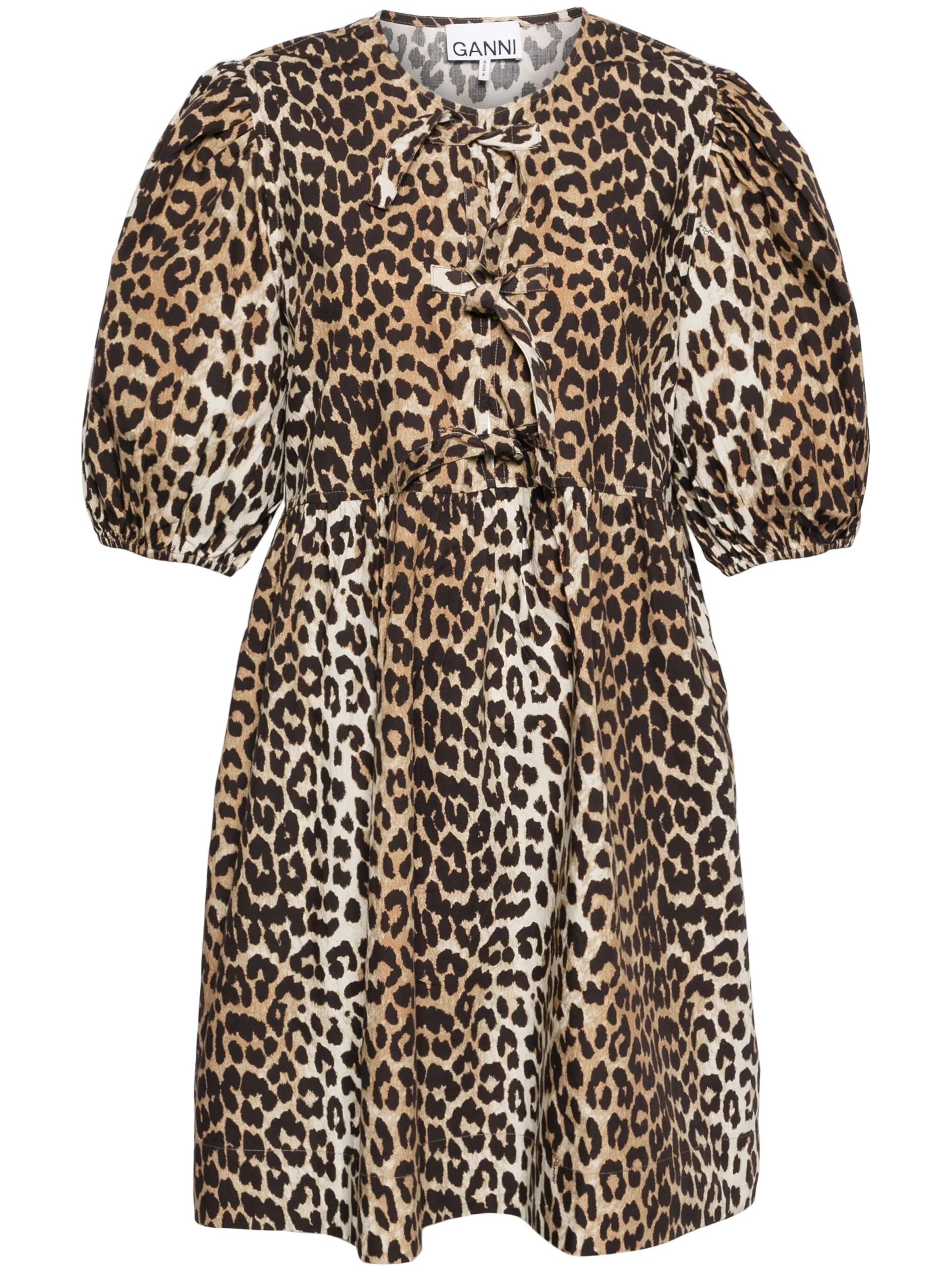 Leopard Print Mini Dress with Front Bow