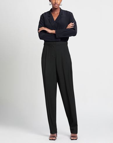 Woman Pants Black Size L Polyester, Wool, Elastane