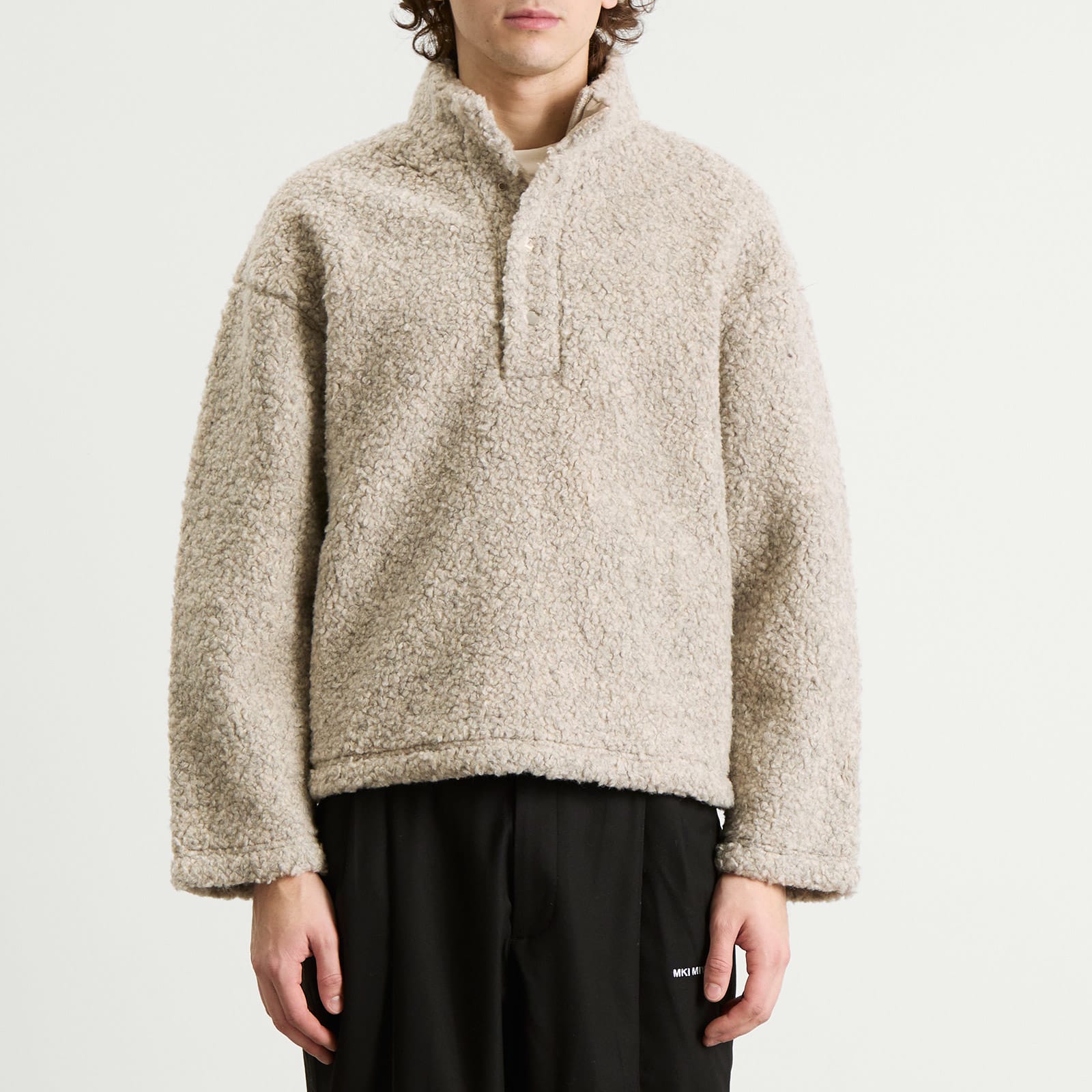 Men's Wool Fleece Quarter Button Up Oatmeal