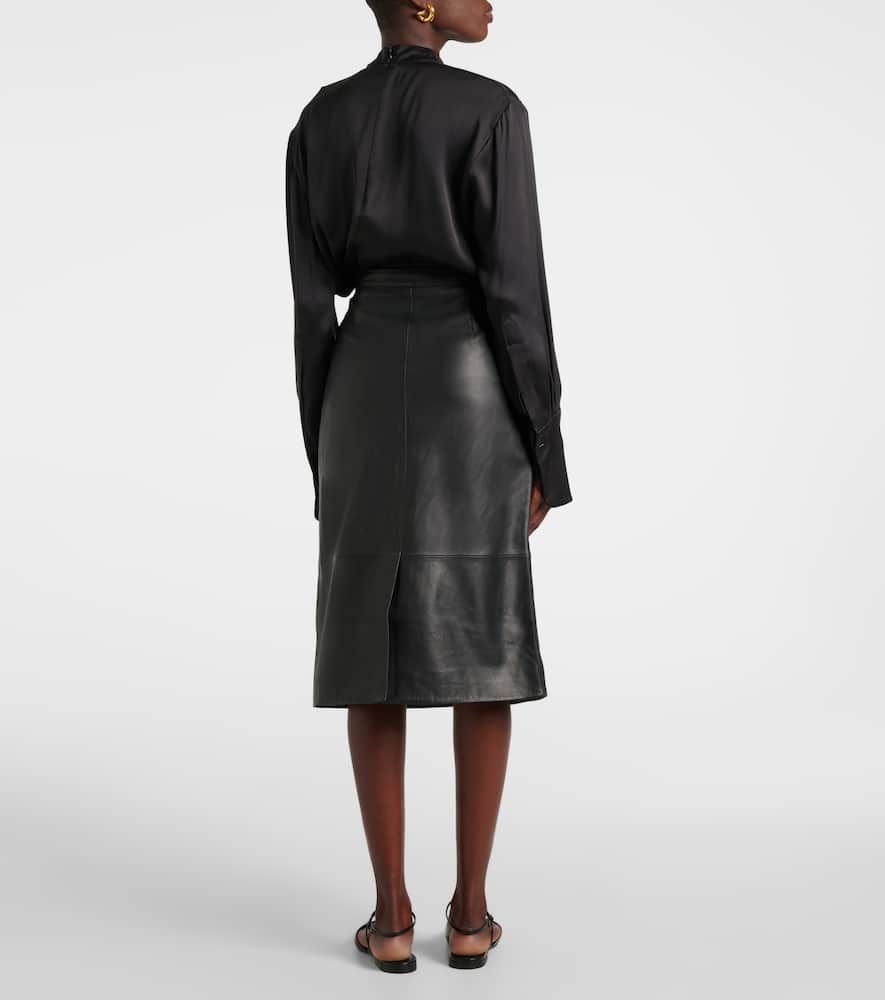 Leather midi skirt