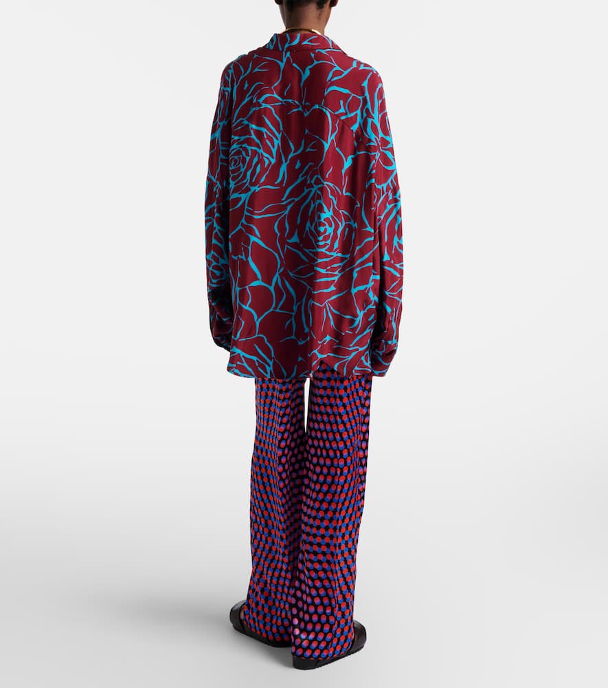 Polka-dot silk wide-leg pants