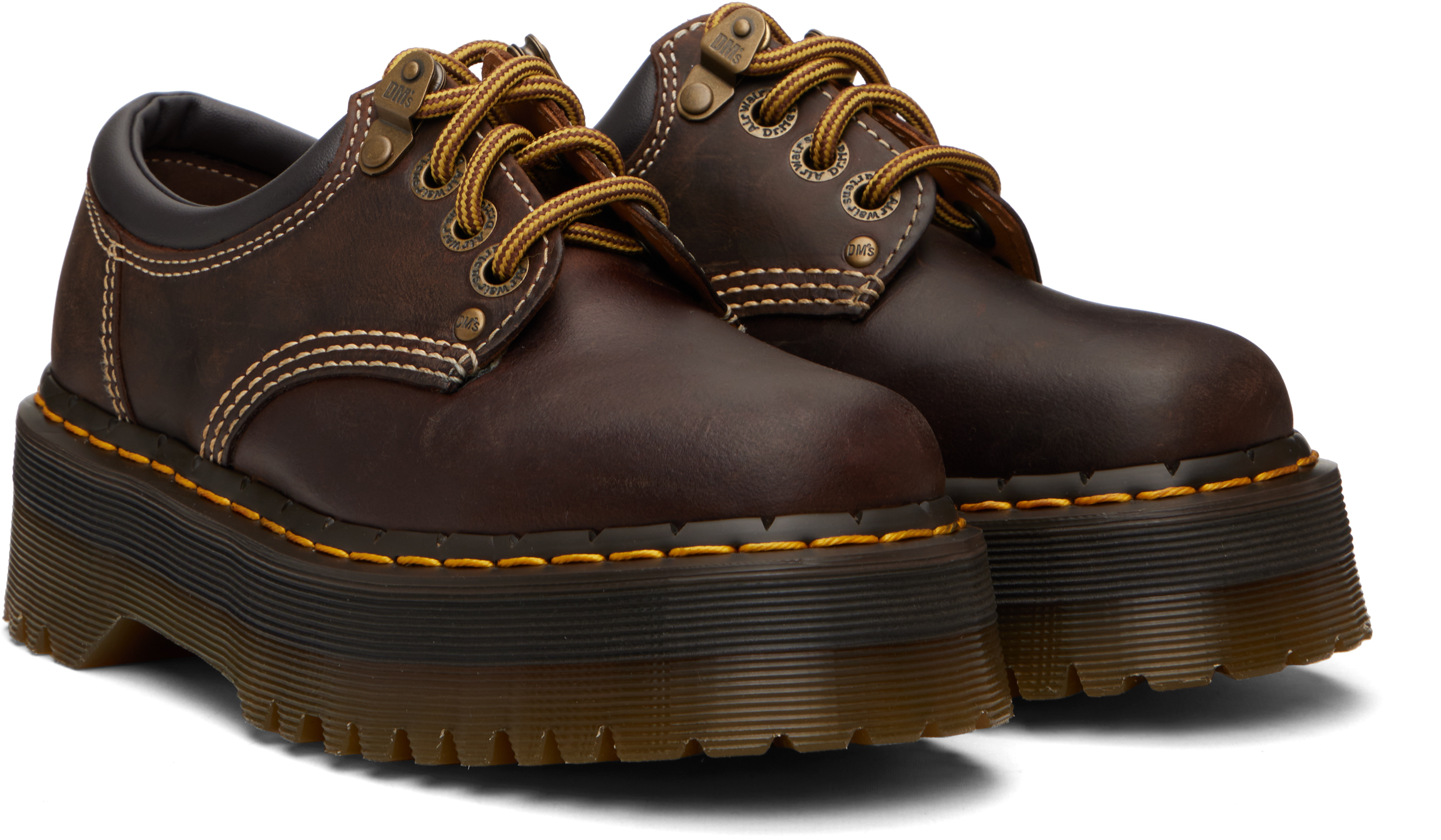 Brown 8053 Arc Leather Platform Casual Derbys
