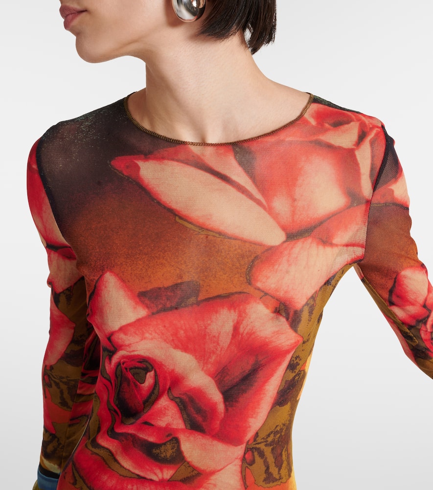Floral semi-sheer midi dress
