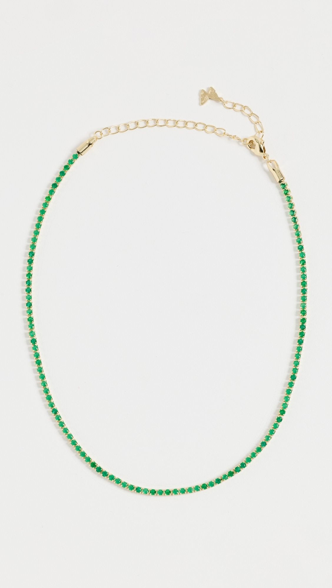 Colored CZ All Around Tennis Choker Emerald Green One Size