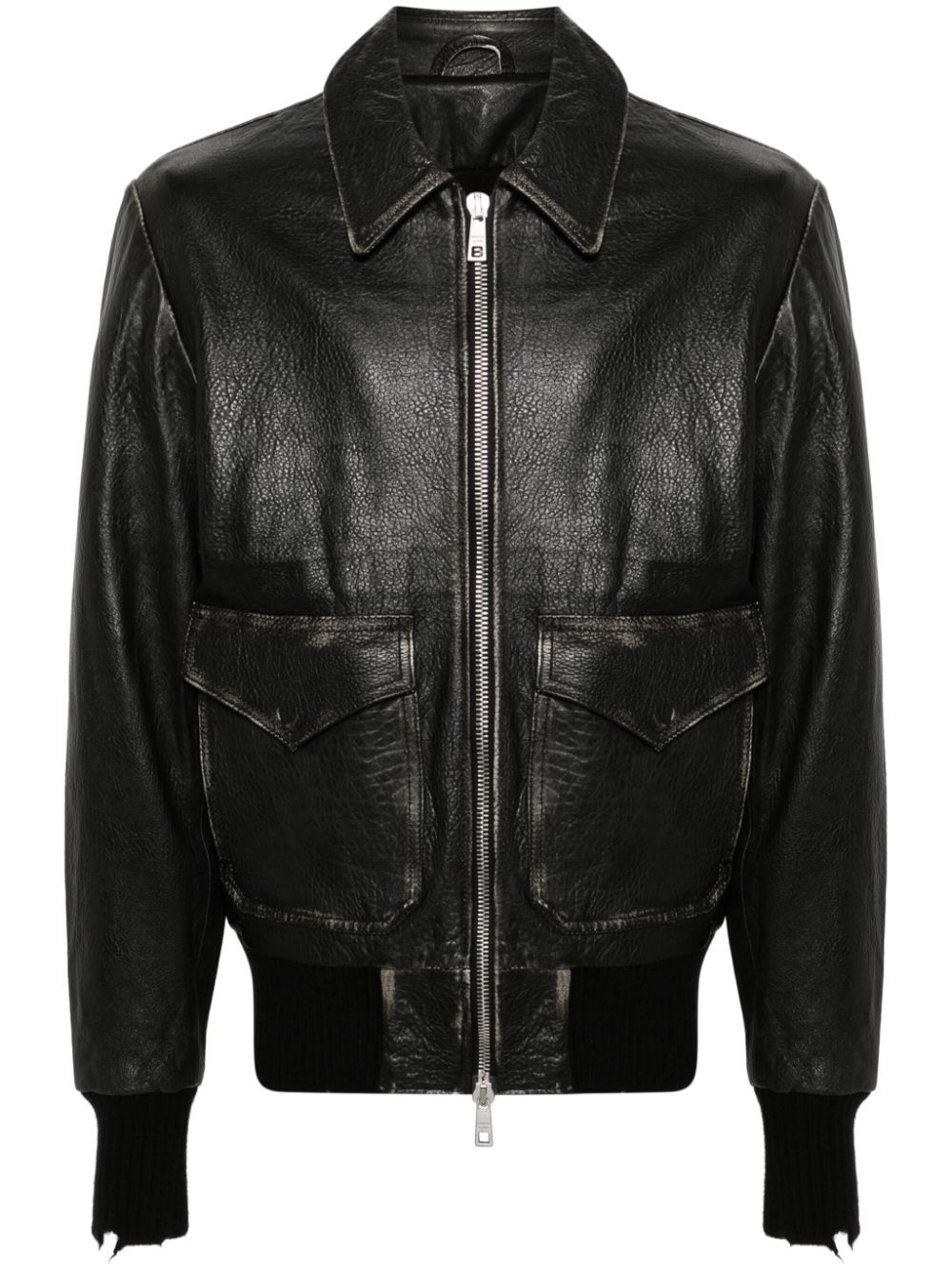 Leather shirt jacket - Black