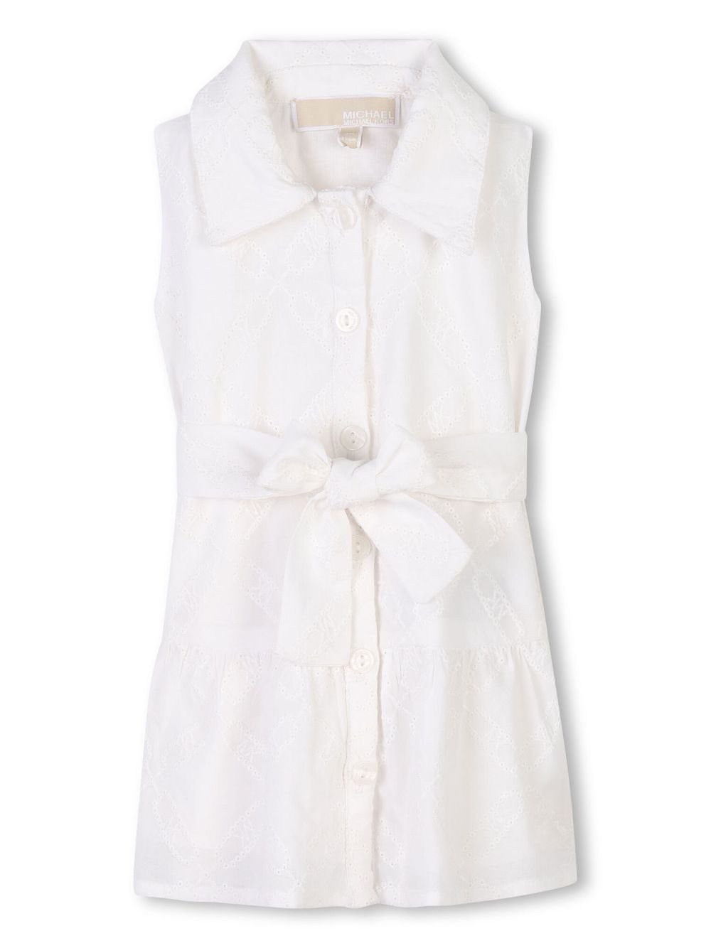 French embroidery sleeveless dress - White