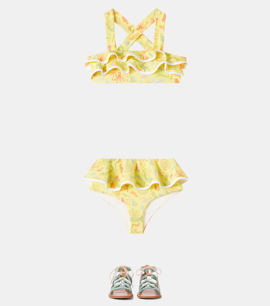 Bumby Aman printed ruffled bikini top