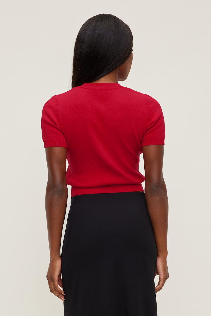 Clara Short Sleeve Sweater - Red - Women Clothing