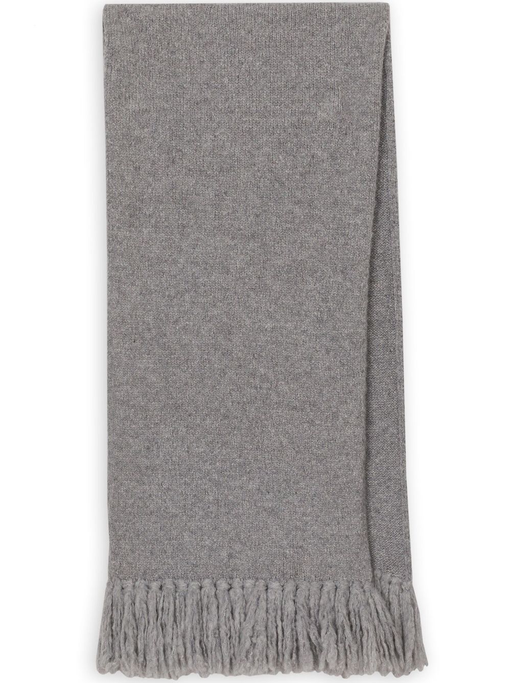 Fringed knitted scarf - Grey