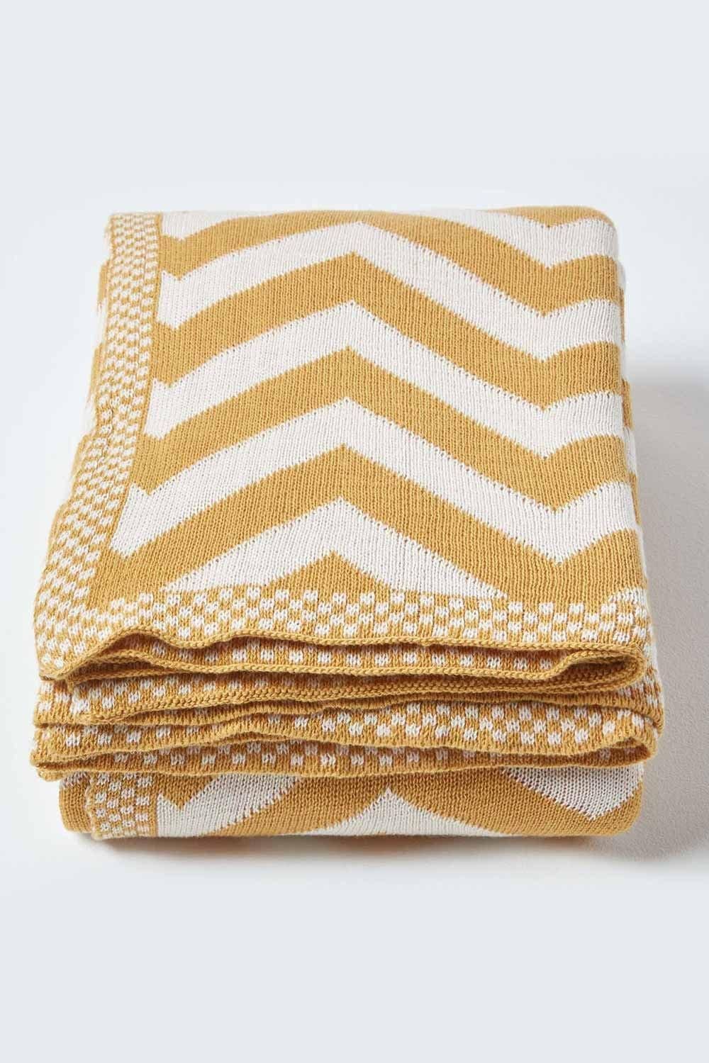 Cotton Knitted Geometric Throw