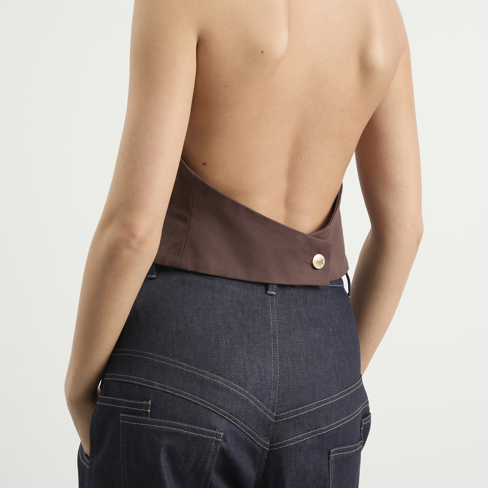Women's Halter Waistcoat Brown