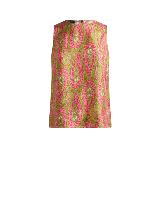 Twill Top With Paisley Foliage Motif