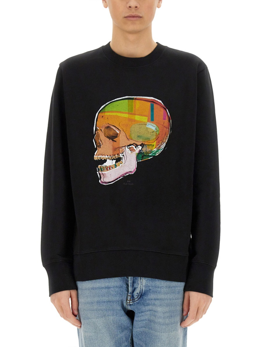 Skull Sketch Print Sweatshirt