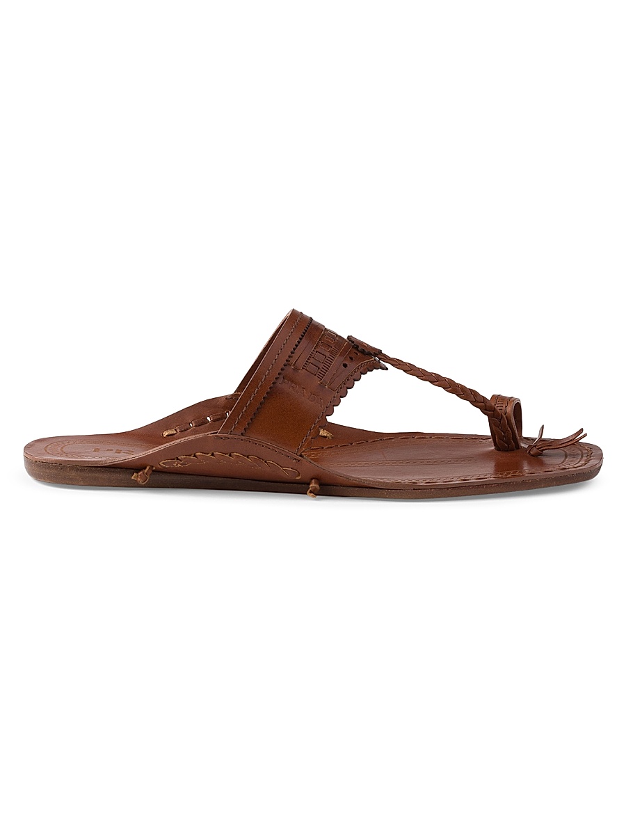 Women's Made in India Inspired by Kolhapuri Chappal Leather Sandals - Brown