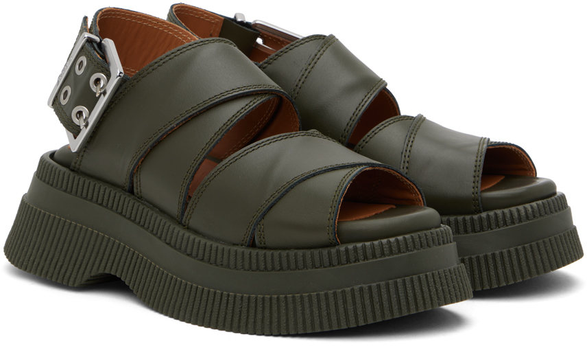 Khaki platform sandals