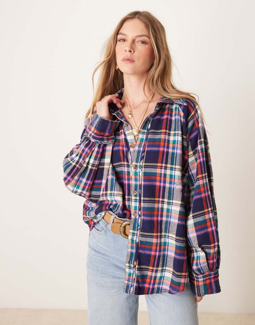 Oversized plaid shirt in multi