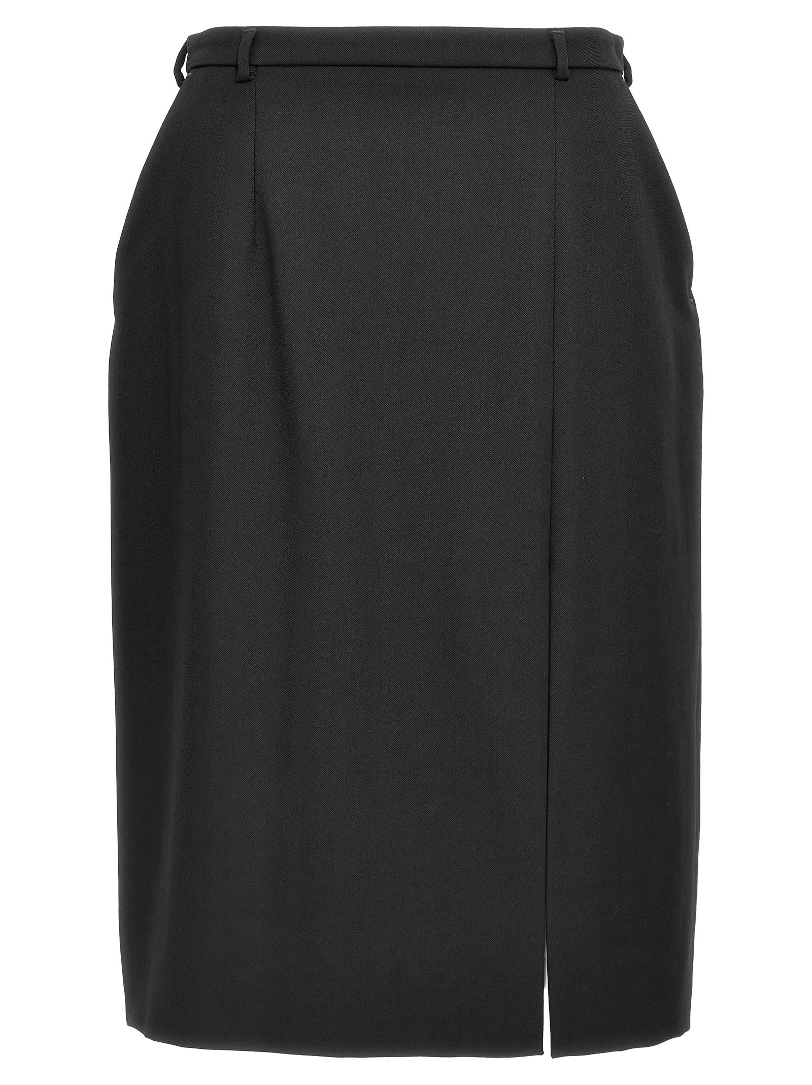 Virgin Wool Midi Skirt — Black