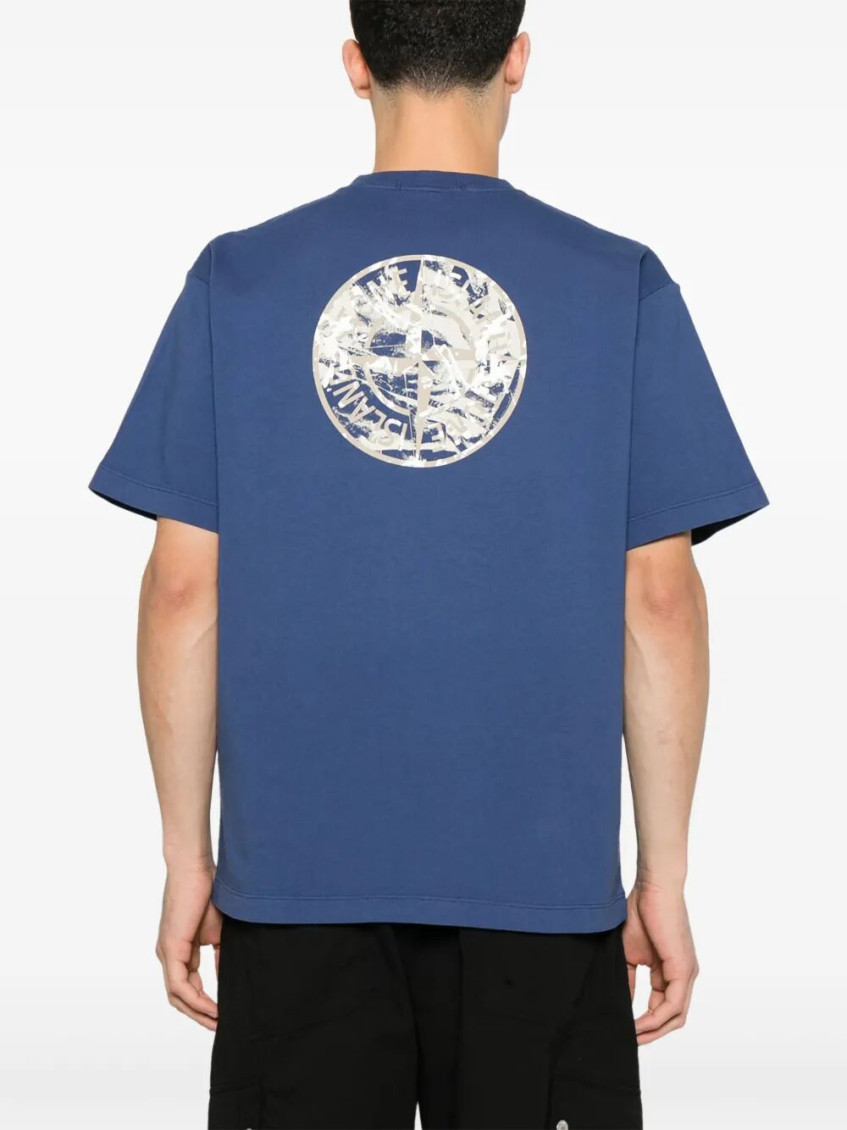 Blue Compass Camo Print T-shirt