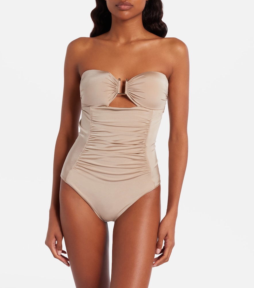 Curva ruched halterneck swimsuit
