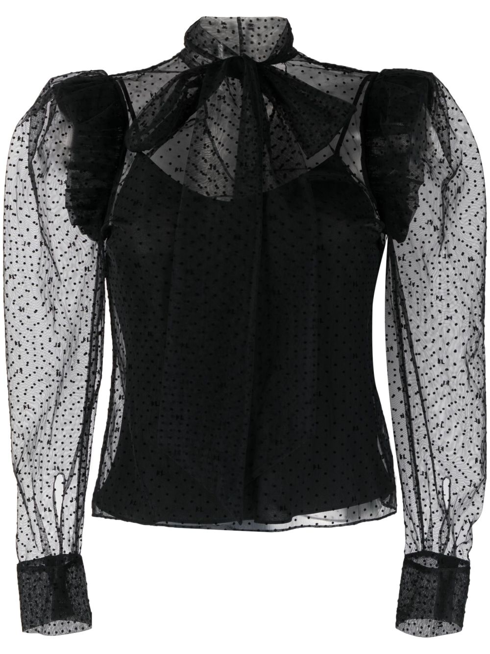 Mesh ruffle blouse - Black