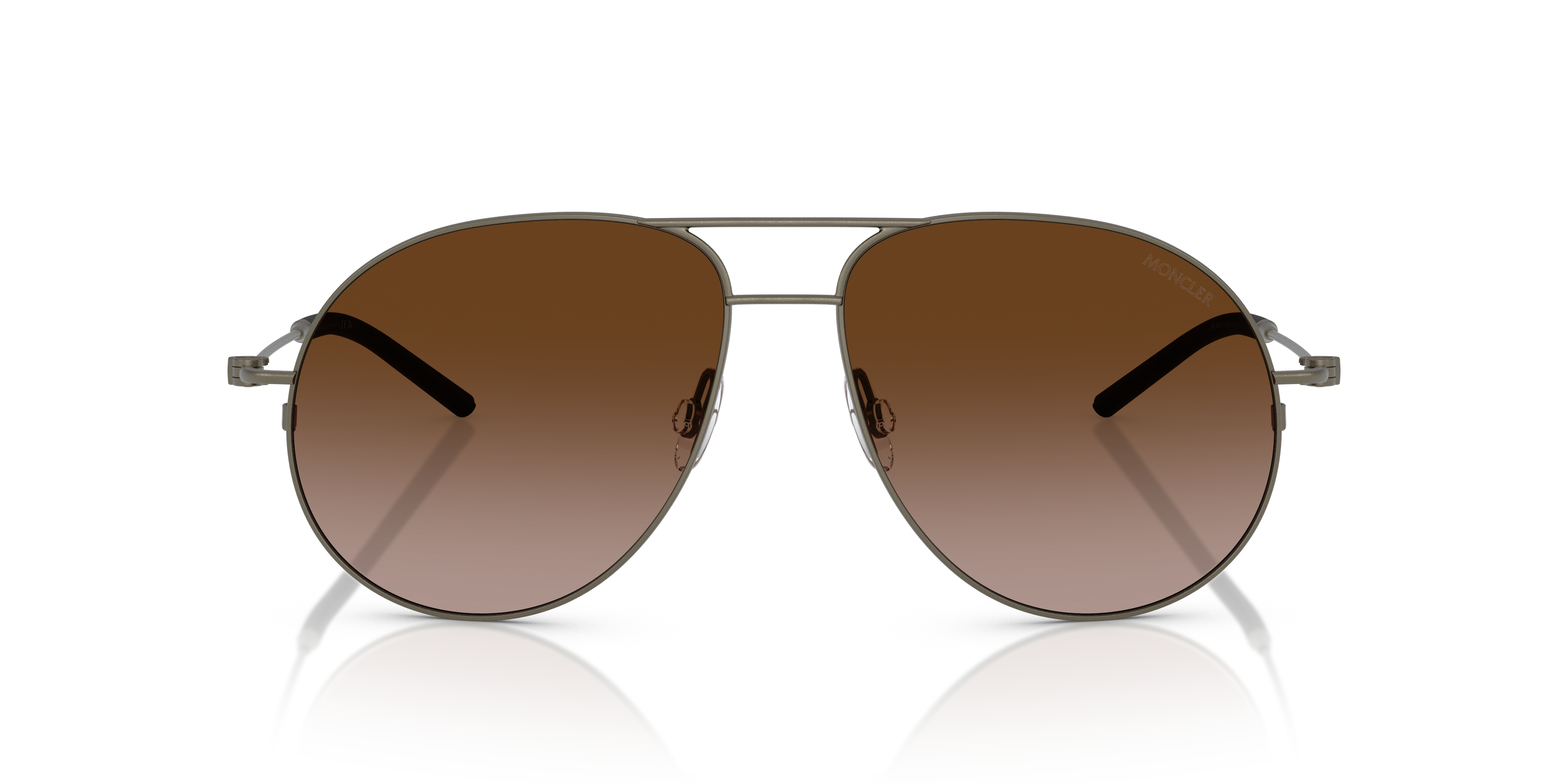 Moncler Unisex Moncler ME4002 FLYZE 100213 Gafas de sol Acero Gris Marrón Piloto Normal Matizado