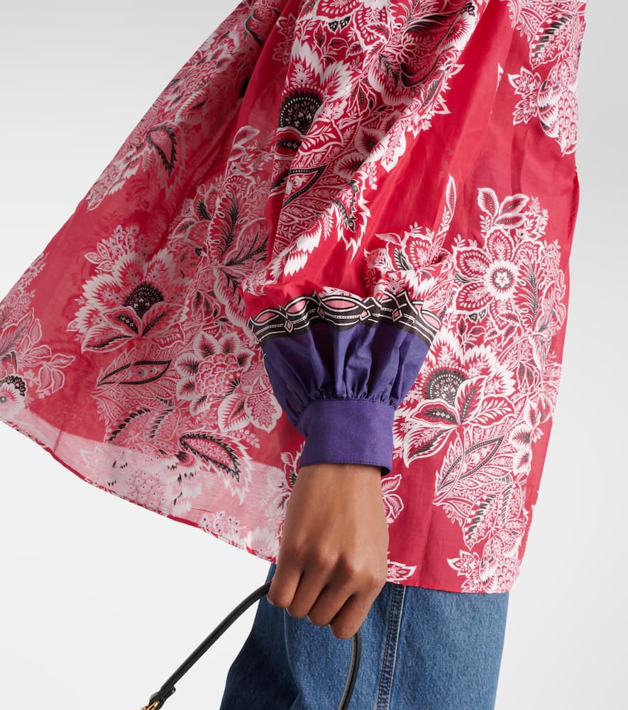 Printed cotton and silk blouse