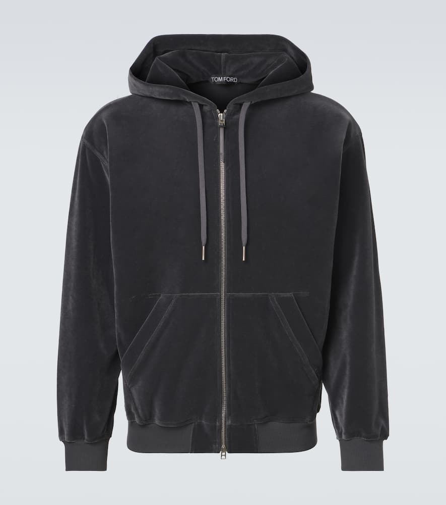 Velvet zip-up hoodie