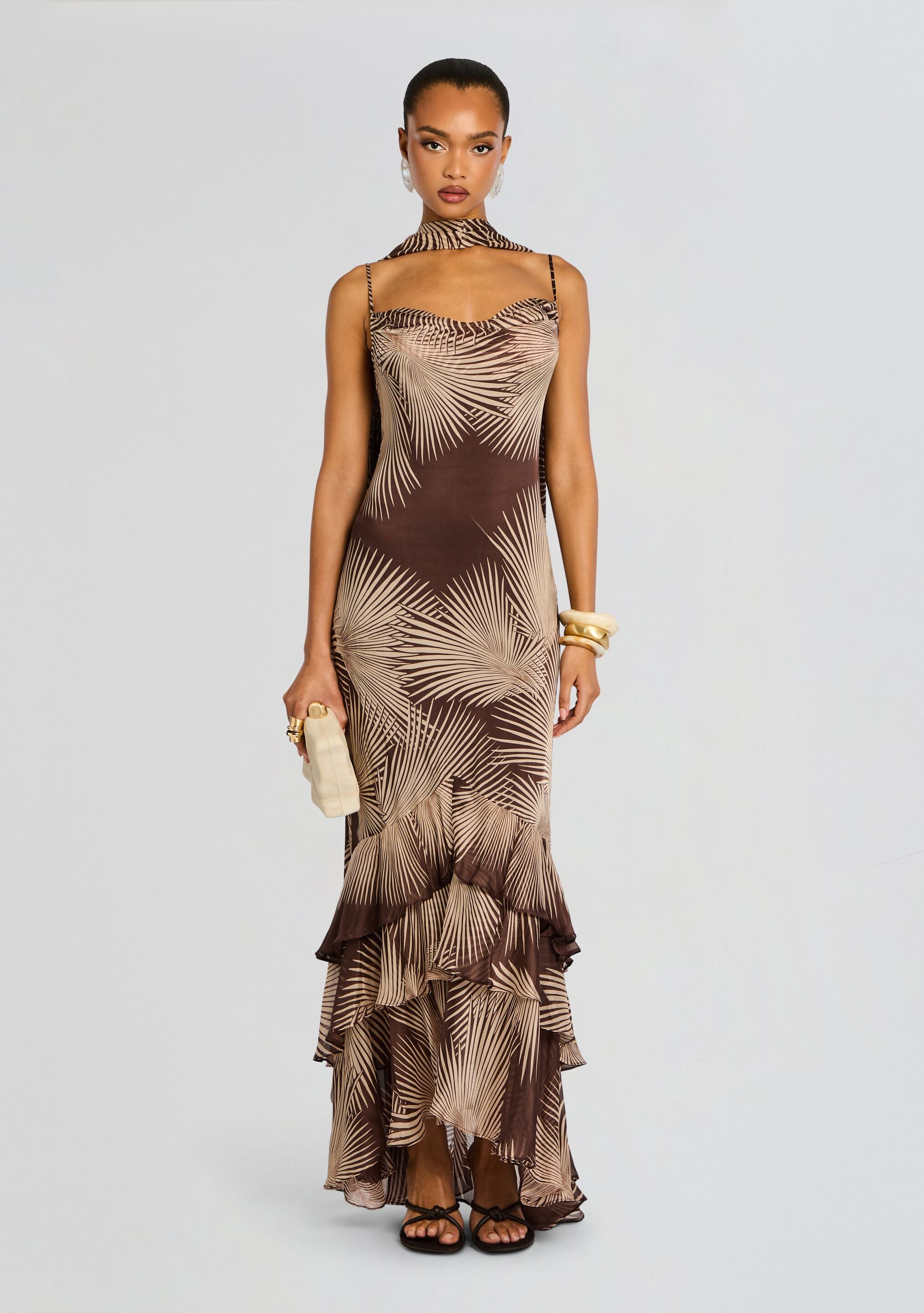 Cowl Maxi Dress With Sash