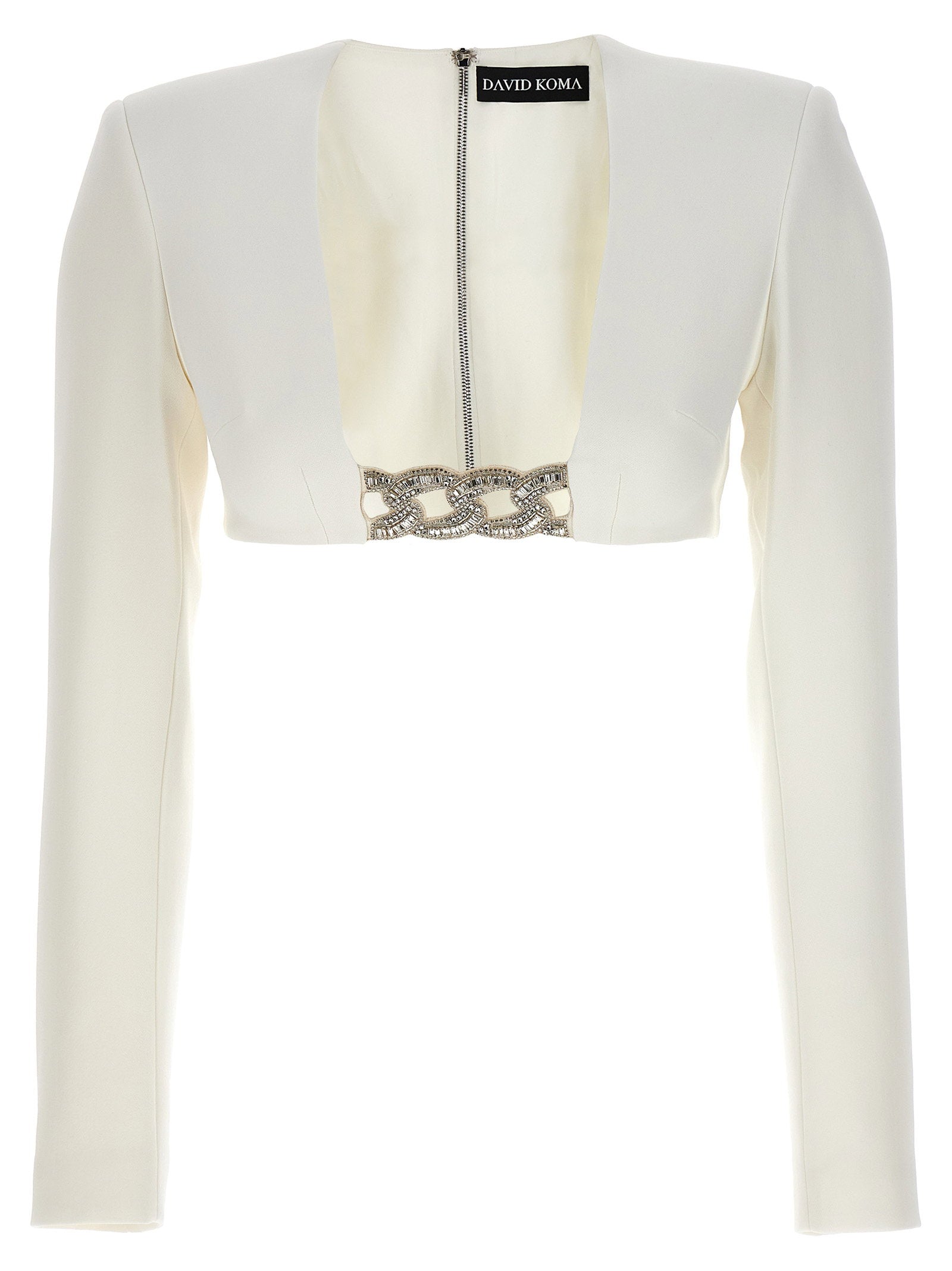 Crystal Chain Detail Top — Cream