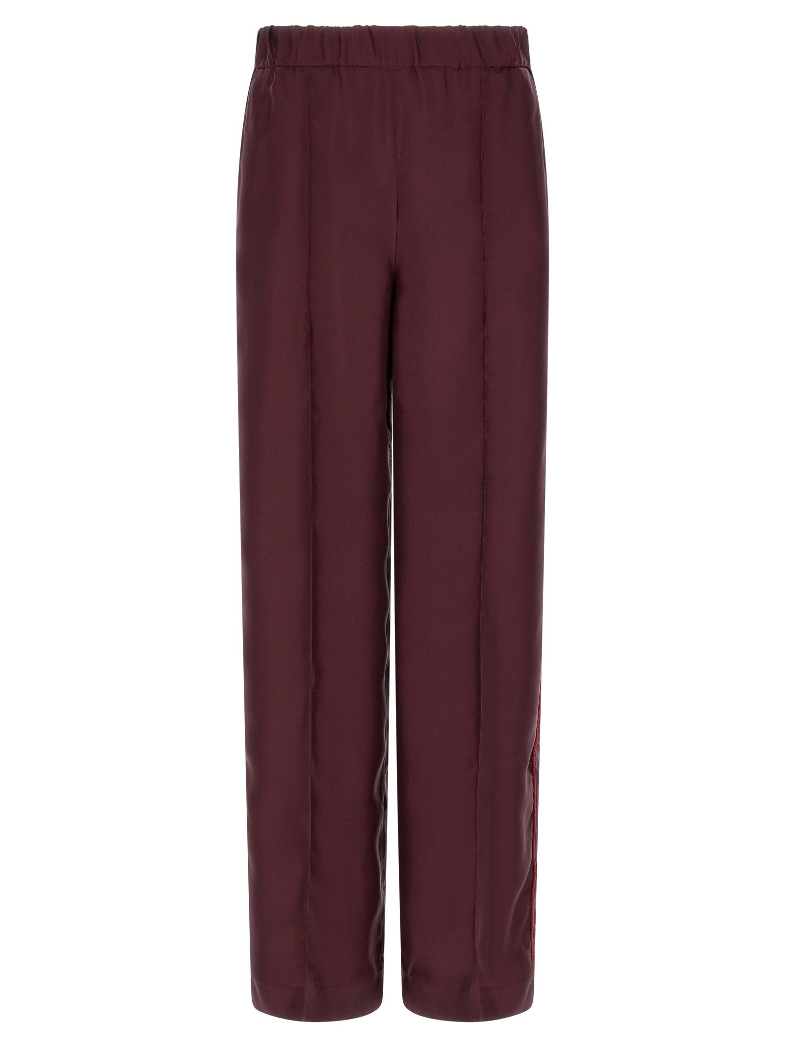 Silk Wide-Leg Trousers — Burgundy